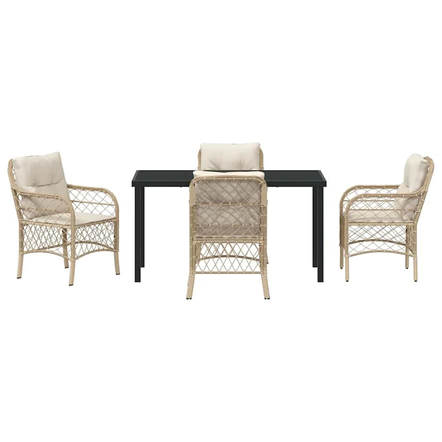 Ensemble de salle à manger pour jardin 5 pcs Beige polyrotin - 7