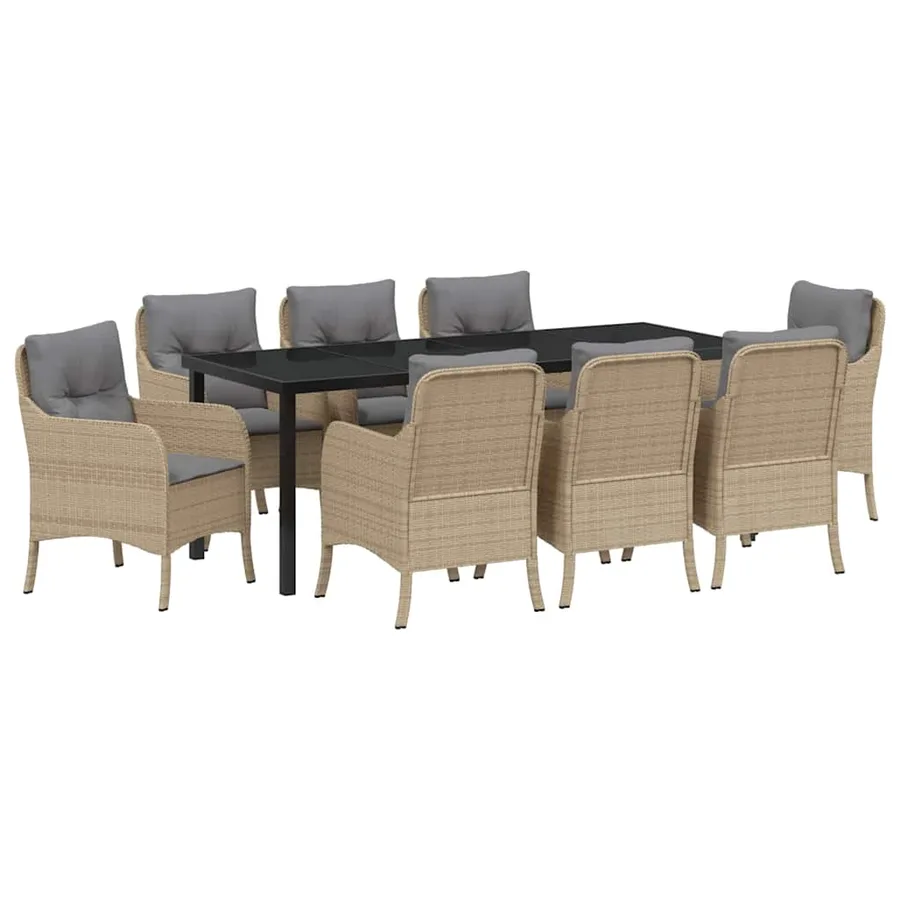 Ensemble de salle à manger pour jardin 9 pcs Beige polyrotin - 2