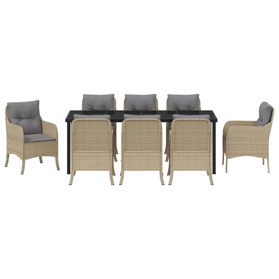 Ensemble de salle à manger pour jardin 9 pcs Beige polyrotin - 6