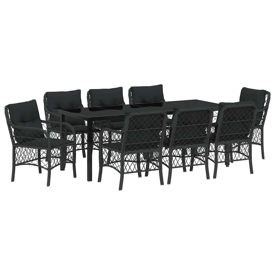 Ensemble de salle à manger pour jardin 9 pcs Noir polyrotin - 2