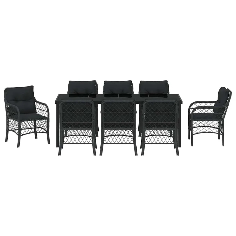 Ensemble de salle à manger pour jardin 9 pcs Noir polyrotin - 7