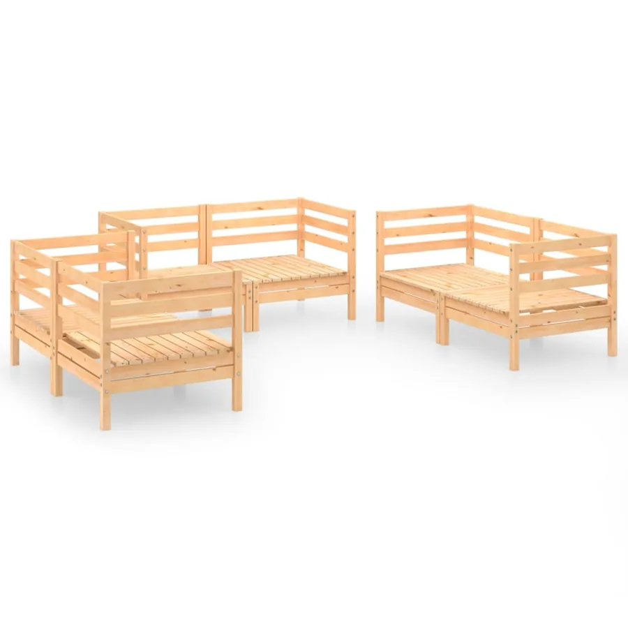 Salon de jardin 6 pcs Bois de pin massif - 2