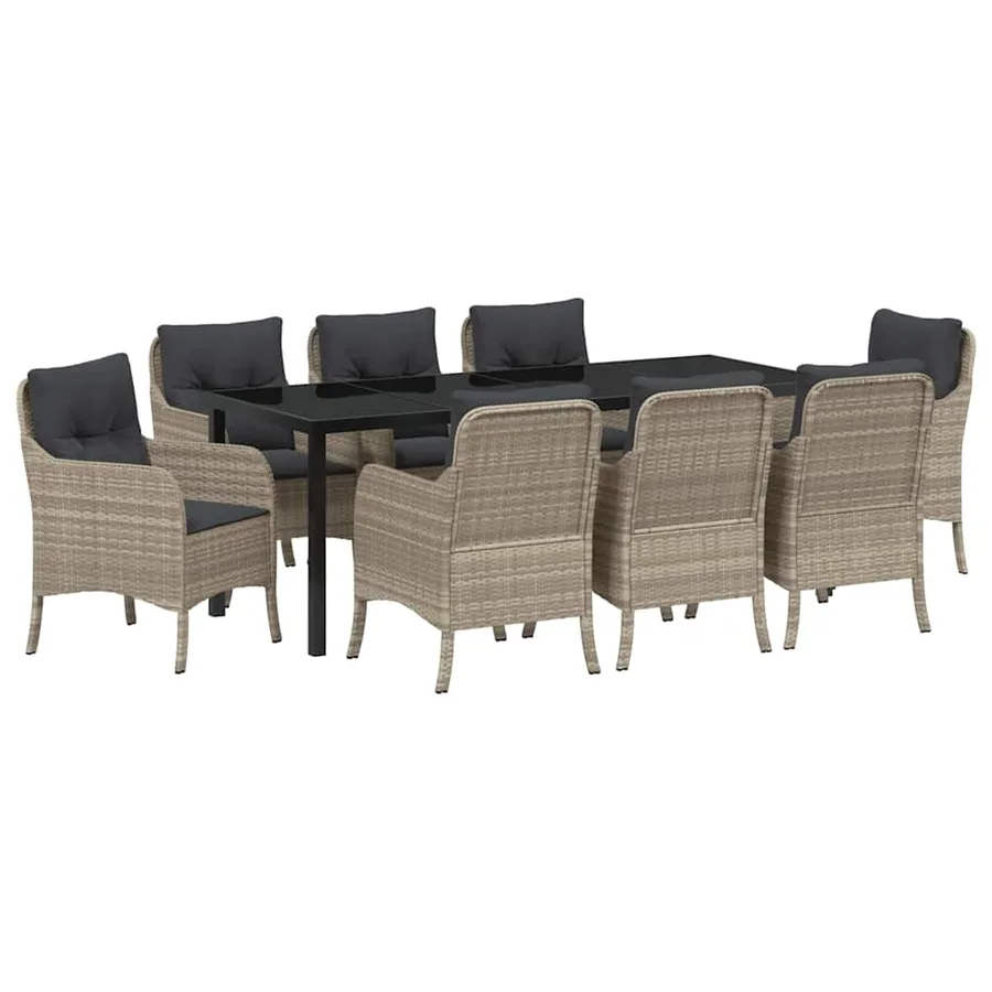 Ensemble de salle à manger pour jardin 9 pcs Gris clair - 2