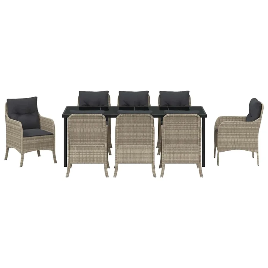 Ensemble de salle à manger pour jardin 9 pcs Gris clair - 7