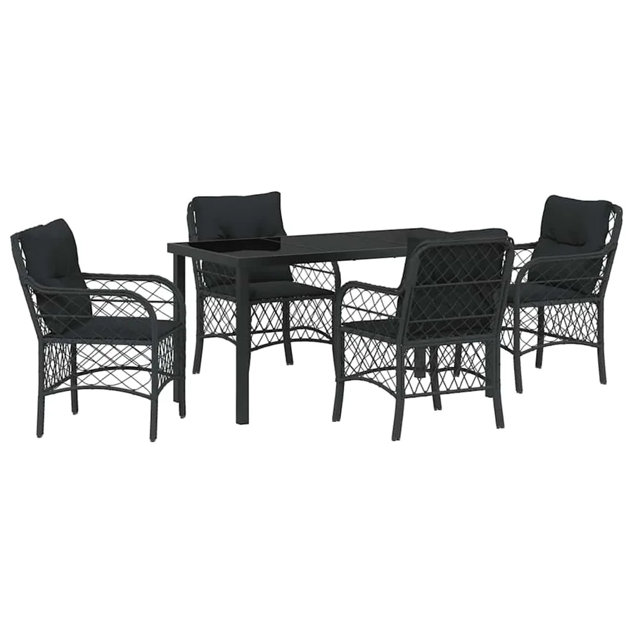 Ensemble de salle à manger pour jardin 5 pcs Noir polyrotin - 2
