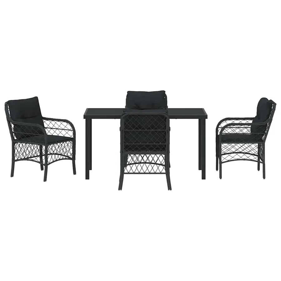 Ensemble de salle à manger pour jardin 5 pcs Noir polyrotin - 7