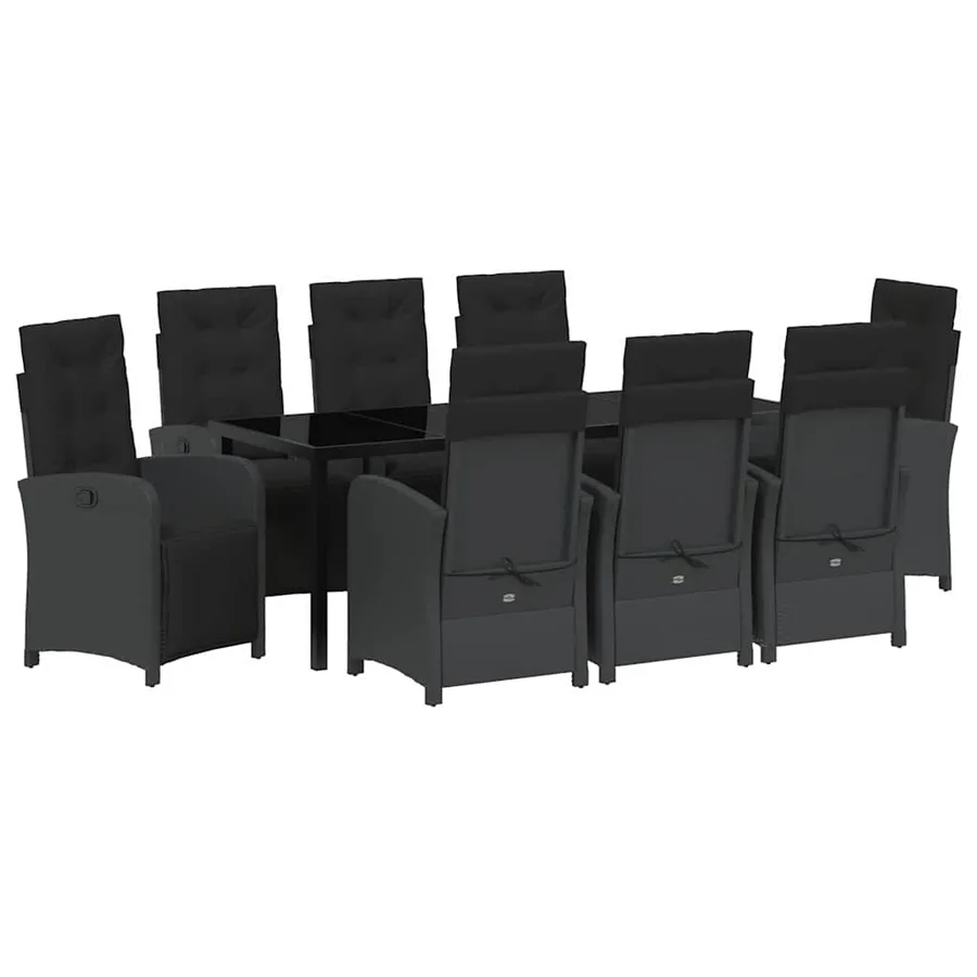 Ensemble de salle à manger pour jardin 9 pcs Noir polyrotin - 2