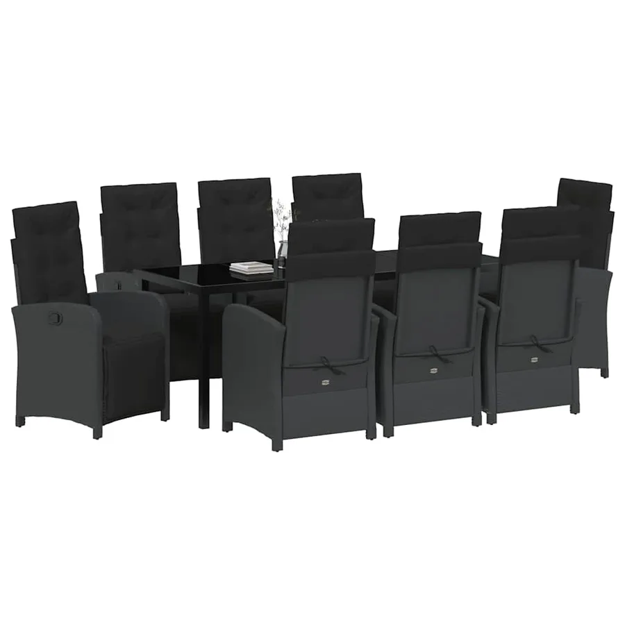 Ensemble de salle à manger pour jardin 9 pcs Noir polyrotin - 3