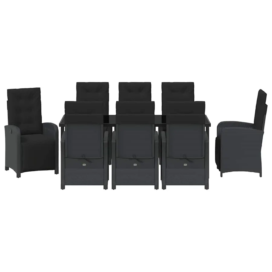 Ensemble de salle à manger pour jardin 9 pcs Noir polyrotin - 7