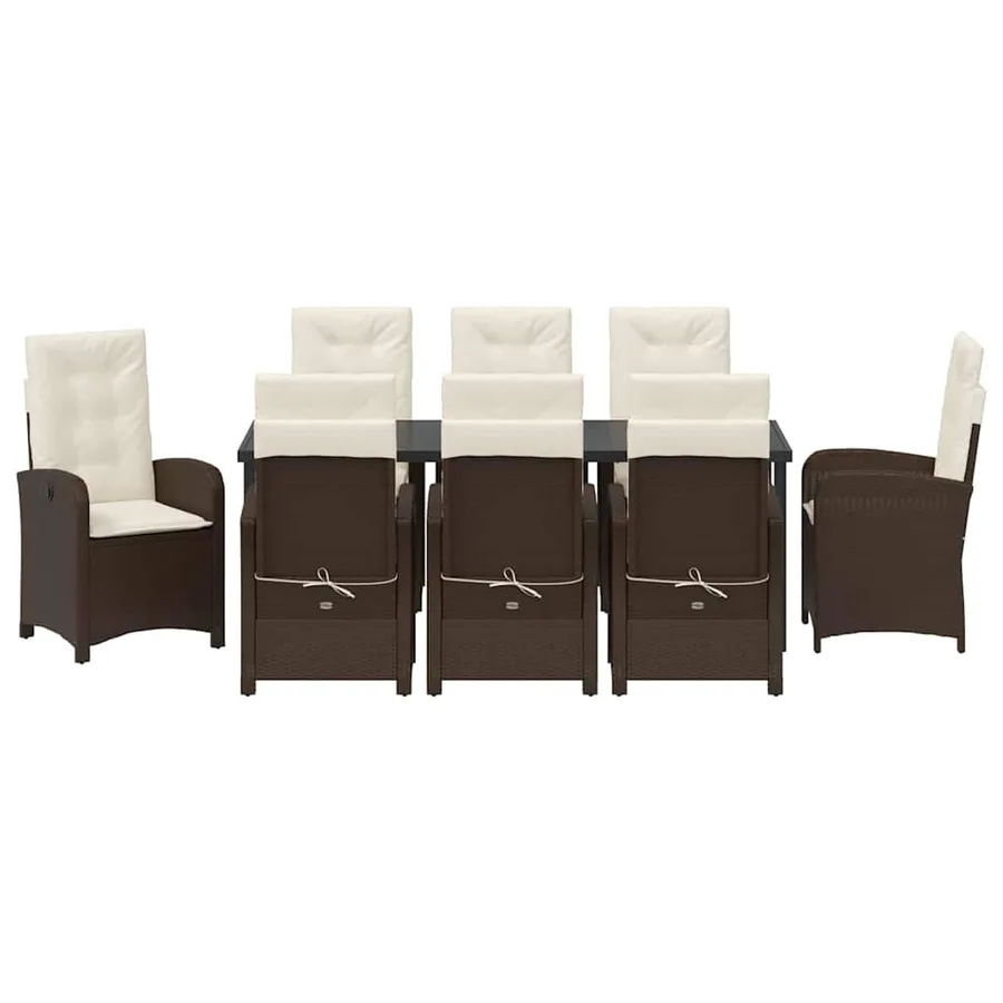 Ensemble de salle à manger pour jardin 9 pcs Marron polyrotin - 7