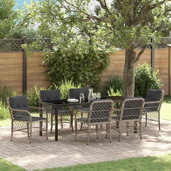 Ensemble de salle à manger pour jardin 7 pcs Gris clair