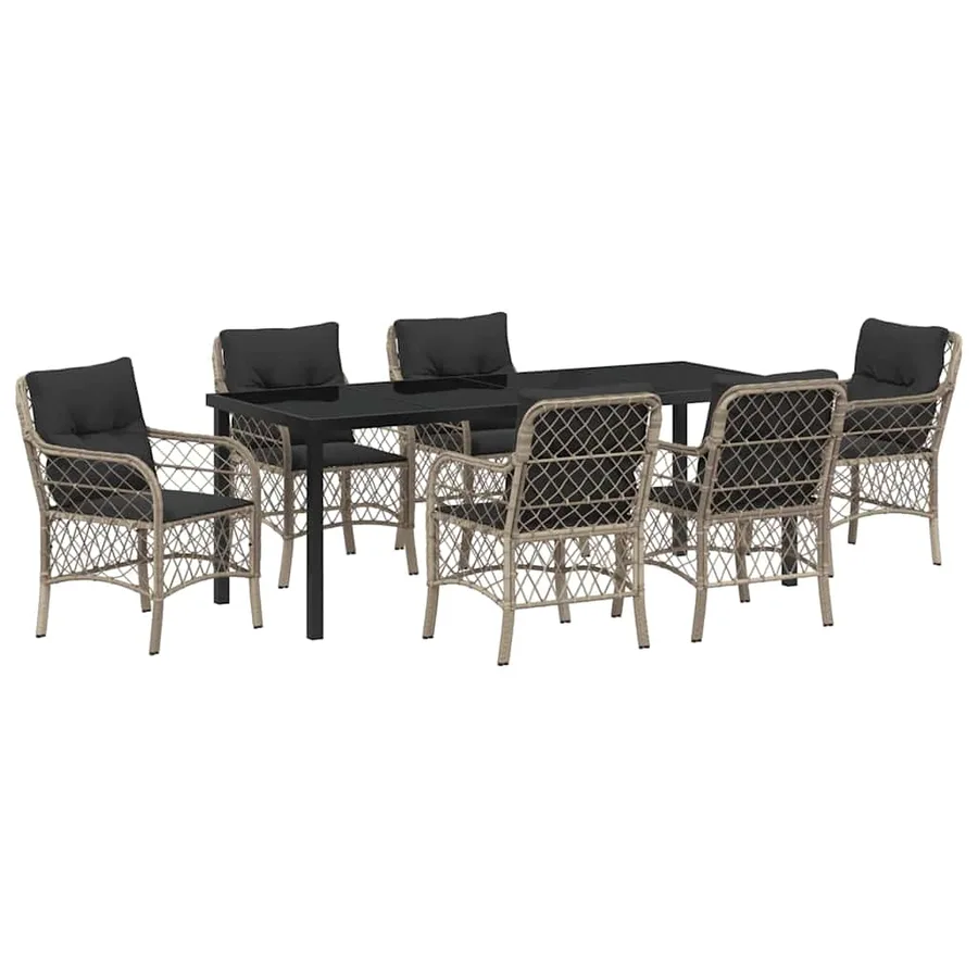 Ensemble de salle à manger pour jardin 7 pcs Gris clair - 2