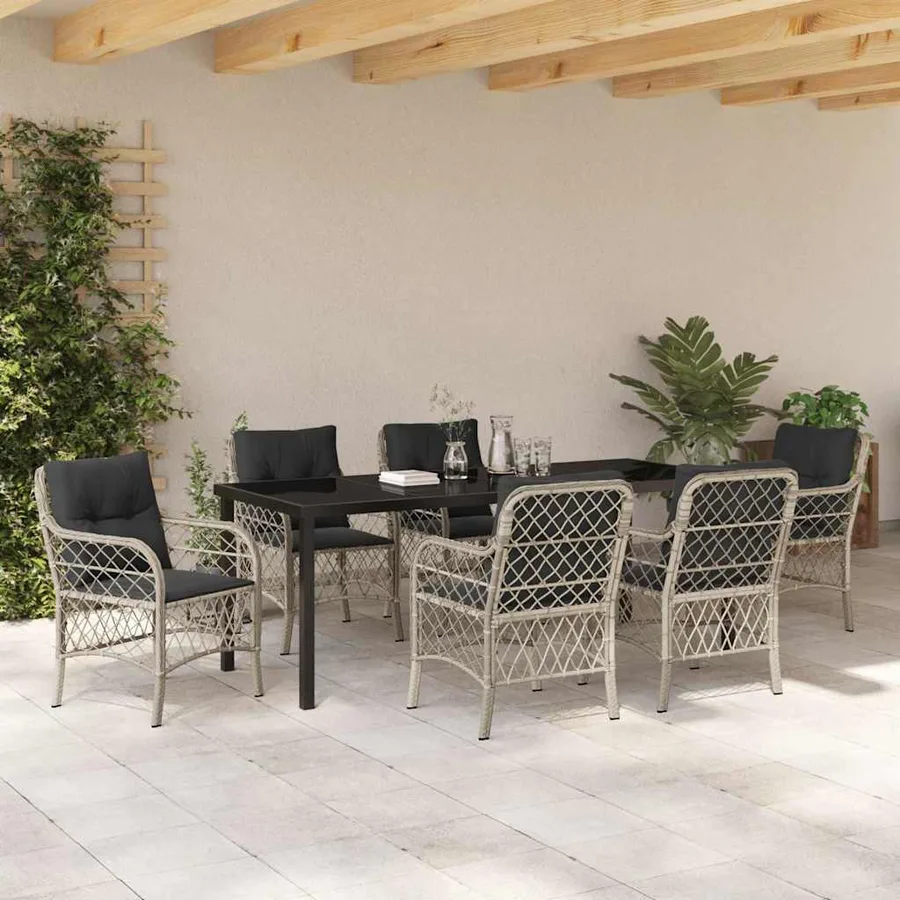 Ensemble de salle à manger pour jardin 7 pcs Gris clair - 4