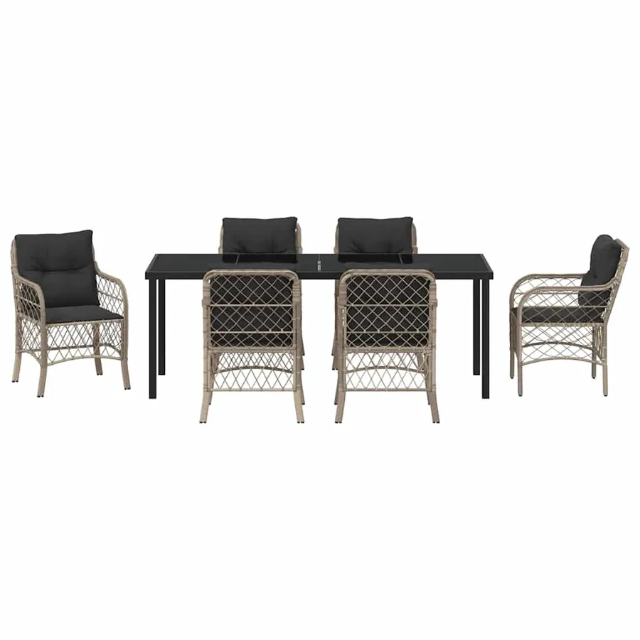 Ensemble de salle à manger pour jardin 7 pcs Gris clair - 7