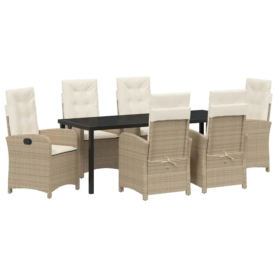Ensemble de salle à manger pour jardin 7 pcs Beige polyrotin - 2