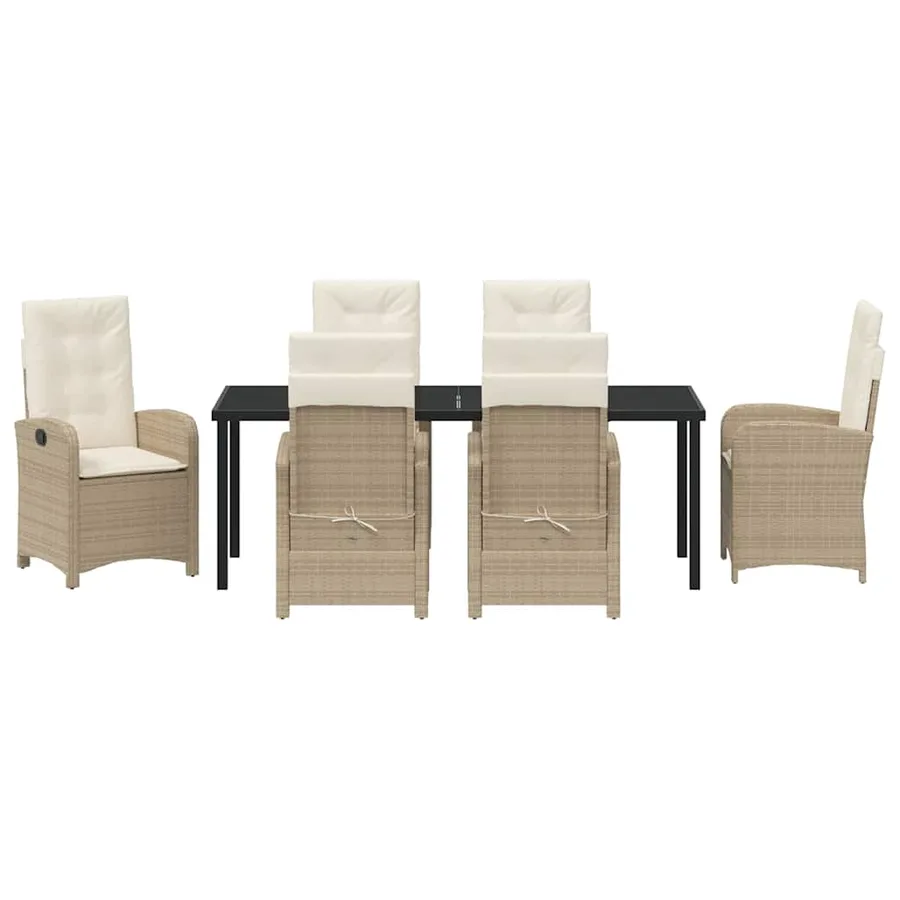 Ensemble de salle à manger pour jardin 7 pcs Beige polyrotin - 7