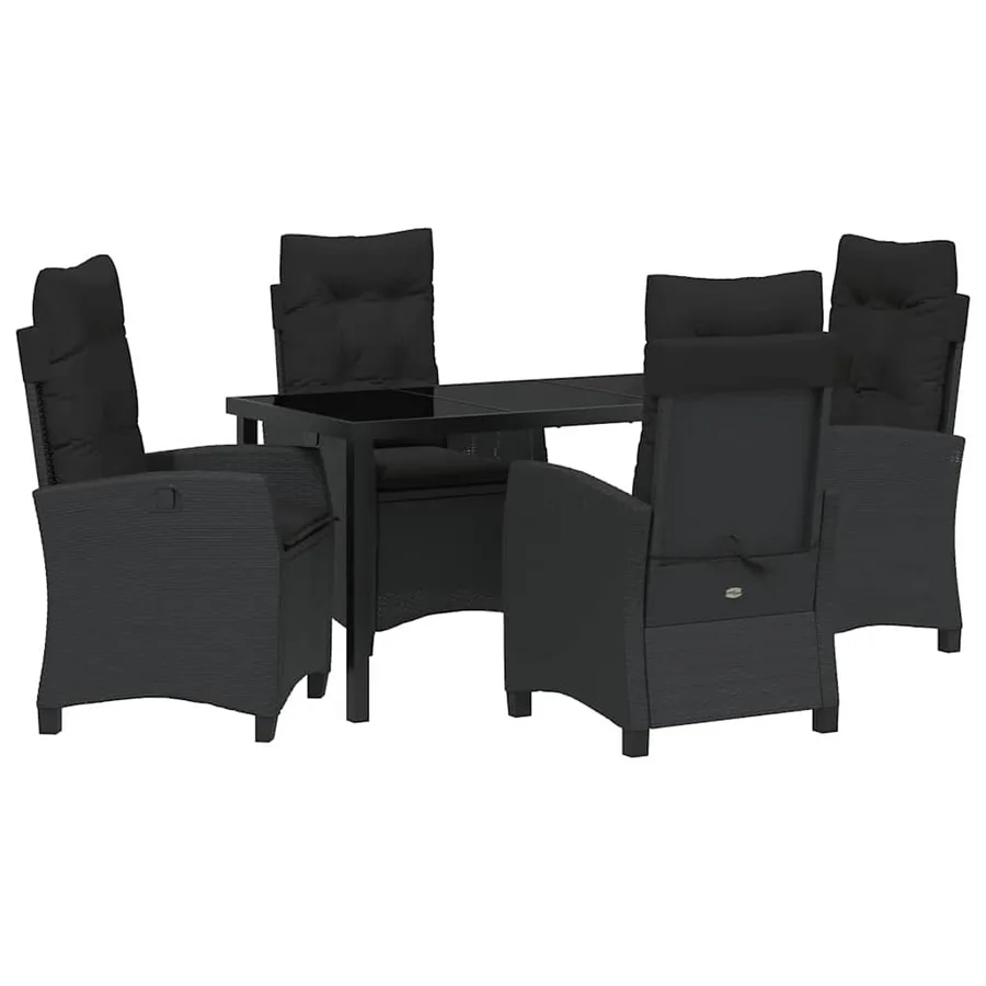 Ensemble de salle à manger pour jardin 5 pcs Noir polyrotin - 2