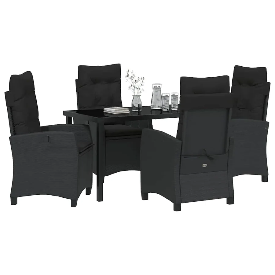 Ensemble de salle à manger pour jardin 5 pcs Noir polyrotin - 3