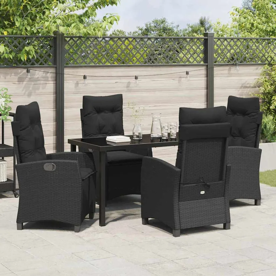 Ensemble de salle à manger pour jardin 5 pcs Noir polyrotin - 4