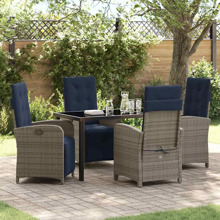 Ensemble de salle à manger pour jardin 5 pcs Gris polyrotin