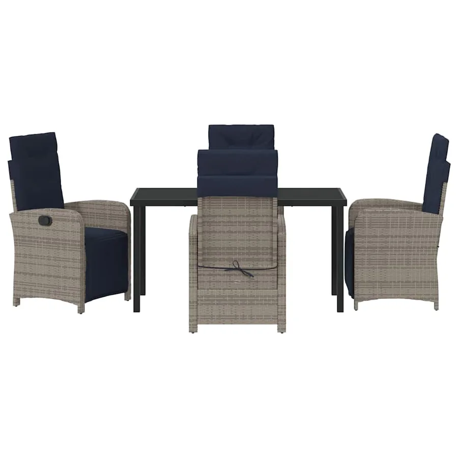 Ensemble de salle à manger pour jardin 5 pcs Gris polyrotin - 7