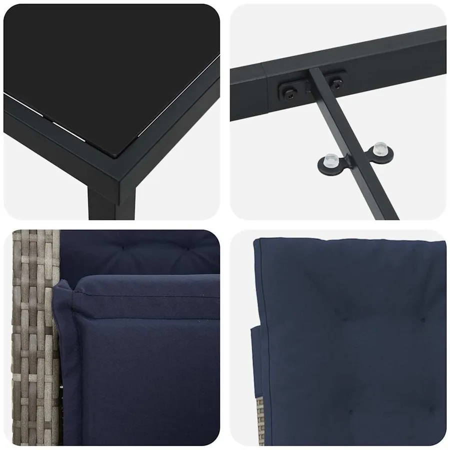 Ensemble de salle à manger pour jardin 5 pcs Gris polyrotin - 9