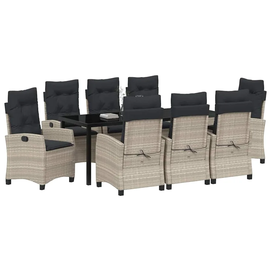 Ensemble de salle à manger pour jardin 9 pcs Gris clair - 3