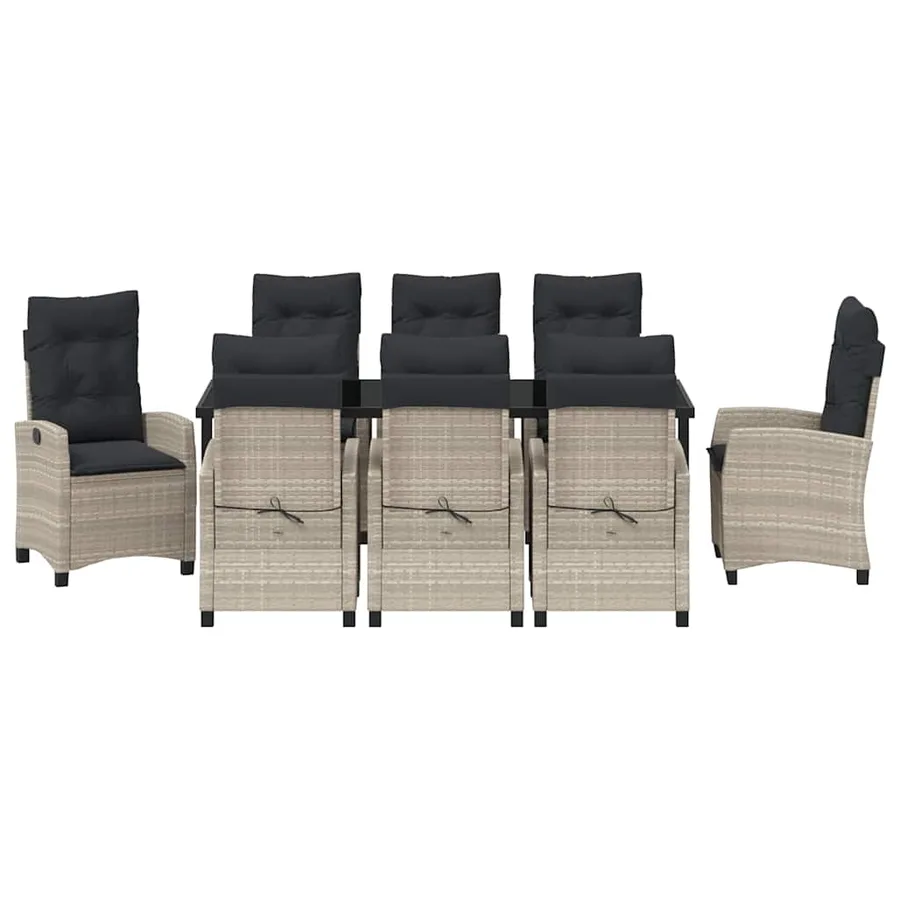 Ensemble de salle à manger pour jardin 9 pcs Gris clair - 7