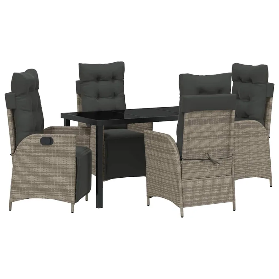 Ensemble de salle à manger pour jardin 5 pcs Gris polyrotin - 2