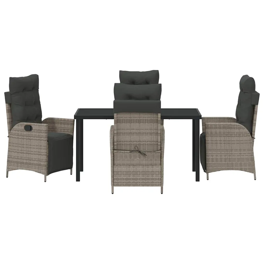 Ensemble de salle à manger pour jardin 5 pcs Gris polyrotin - 7