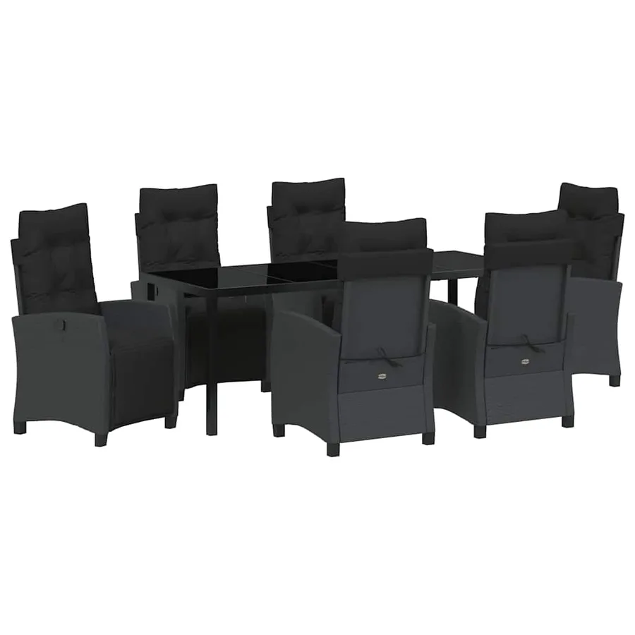 Ensemble de salle à manger pour jardin 7 pcs Noir polyrotin - 2