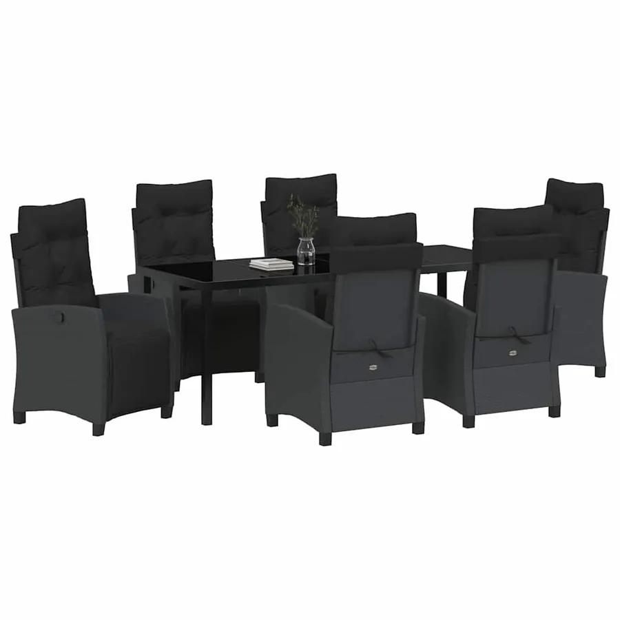 Ensemble de salle à manger pour jardin 7 pcs Noir polyrotin - 3