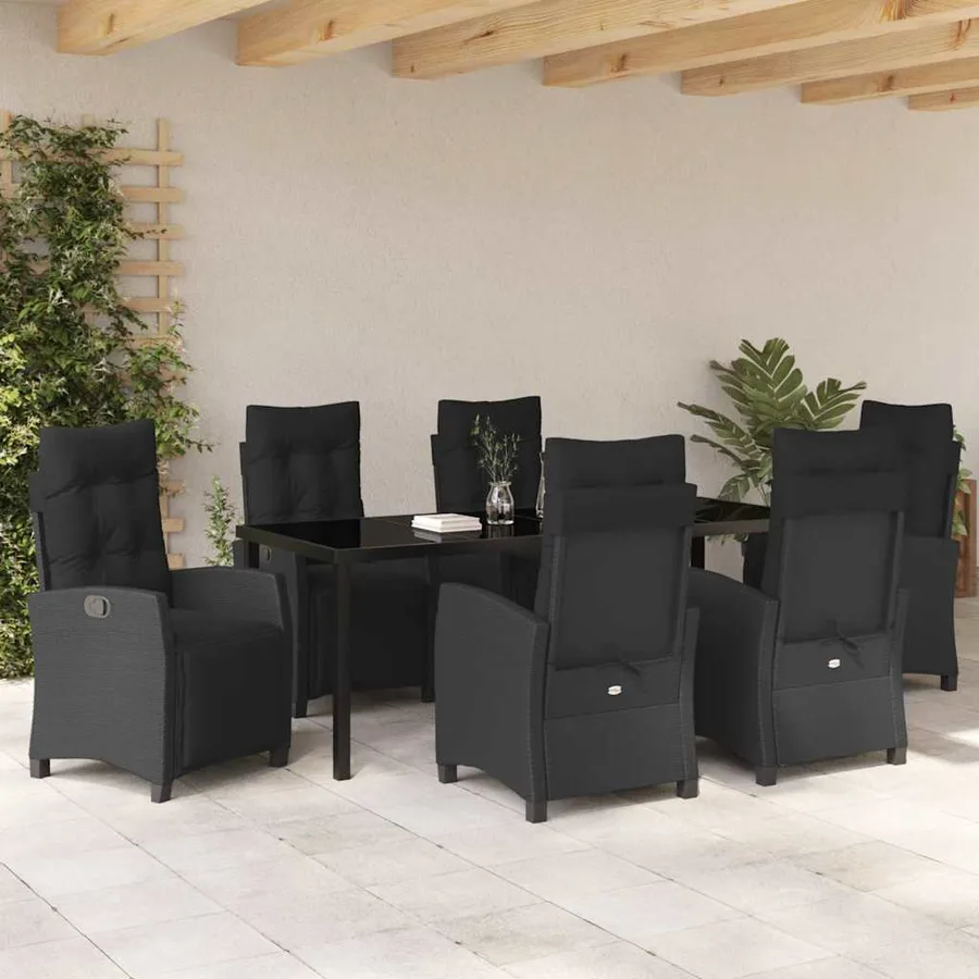 Ensemble de salle à manger pour jardin 7 pcs Noir polyrotin - 4