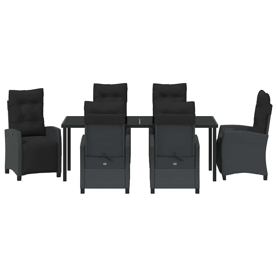 Ensemble de salle à manger pour jardin 7 pcs Noir polyrotin - 7