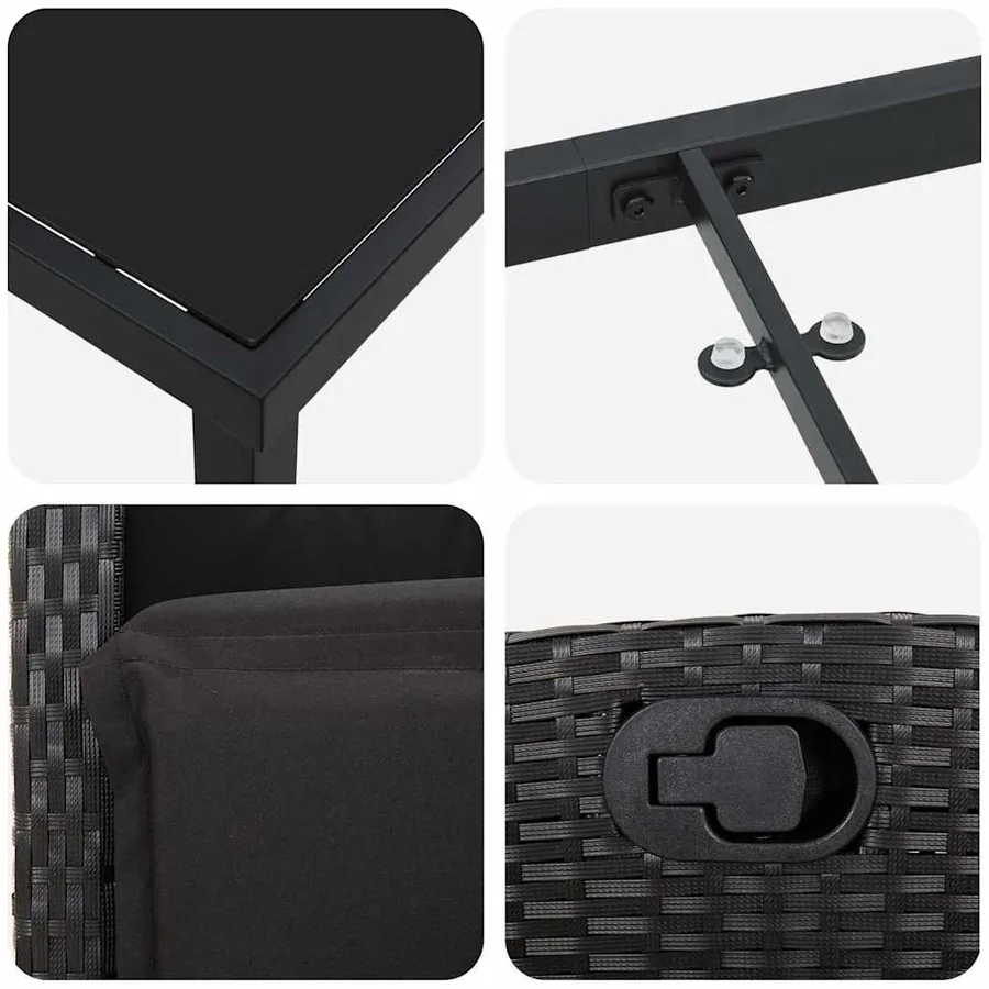 Ensemble de salle à manger pour jardin 7 pcs Noir polyrotin - 9