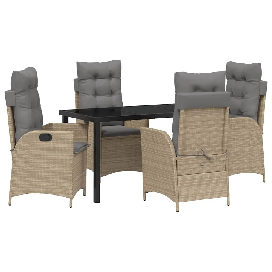Ensemble de salle à manger pour jardin 5 pcs Beige polyrotin - 2