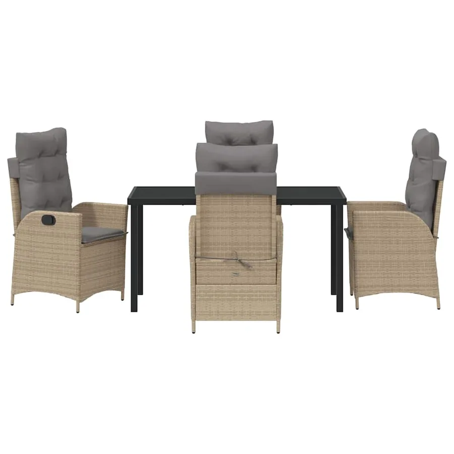 Ensemble de salle à manger pour jardin 5 pcs Beige polyrotin - 7