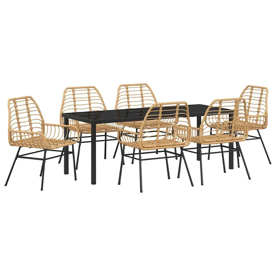 Ensemble de salle à manger pour jardin 7 pcs Marron polyrotin - 2