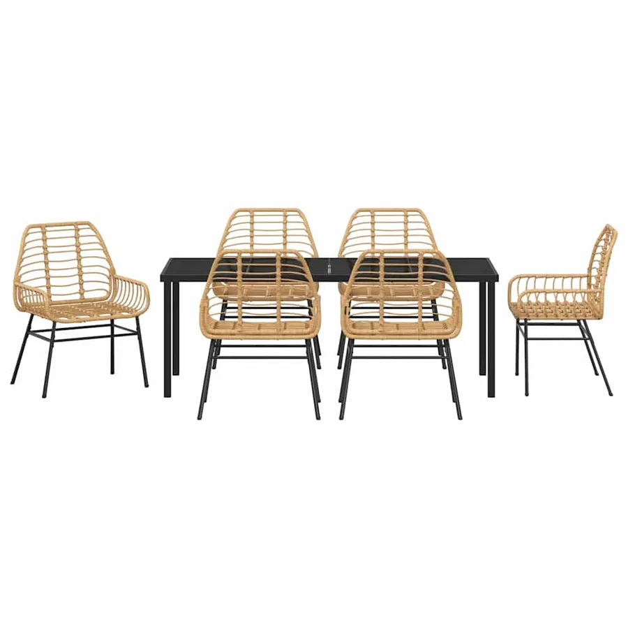 Ensemble de salle à manger pour jardin 7 pcs Marron polyrotin - 7