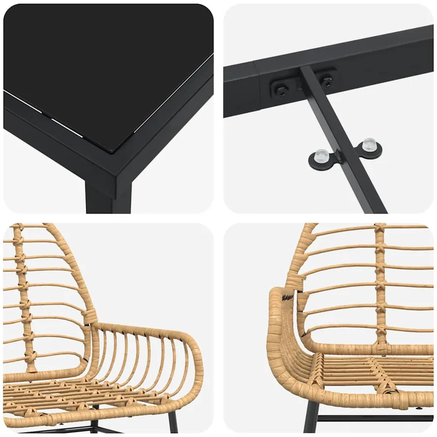 Ensemble de salle à manger pour jardin 7 pcs Marron polyrotin - 9