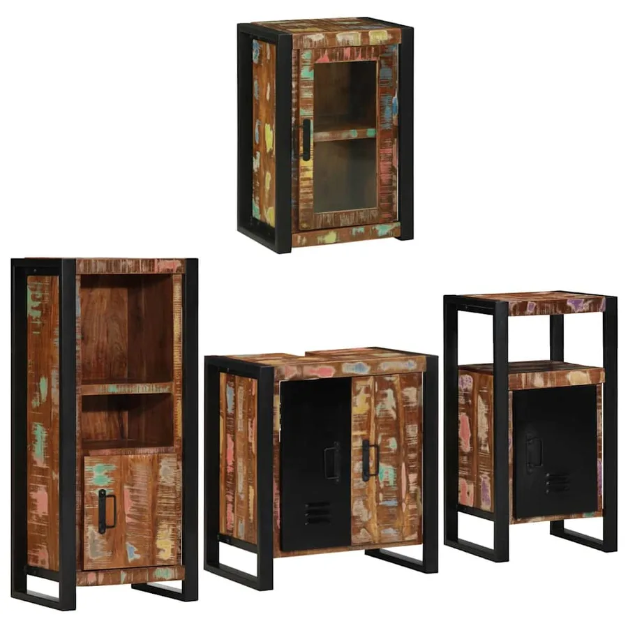Ensemble de mobilier de salle de bain 4 pcs Bois massif recyclé - 2