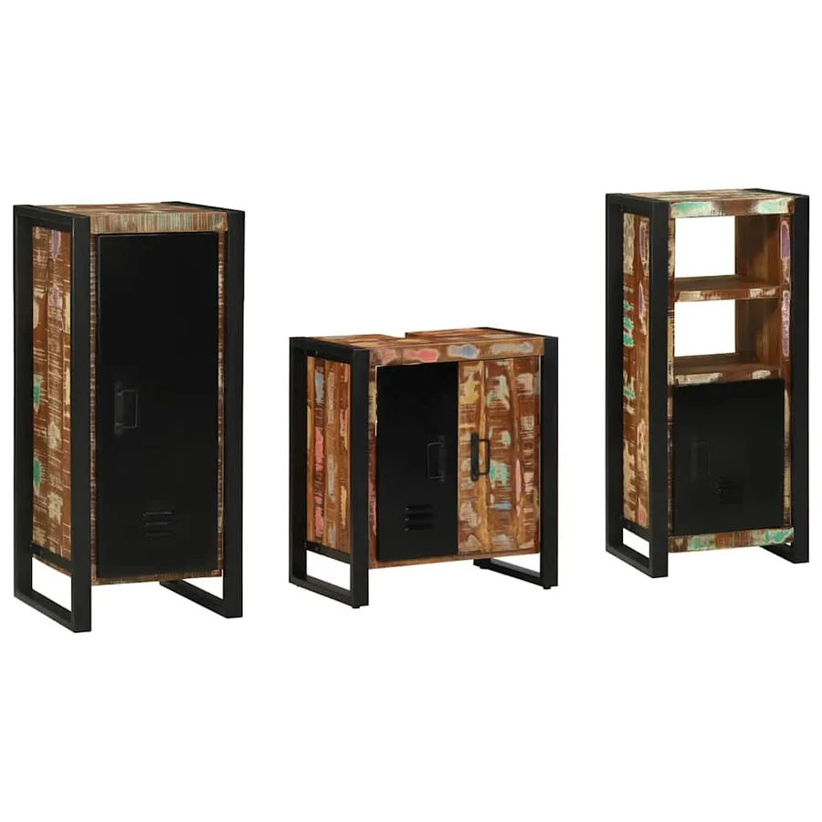 Ensemble de mobilier de salle de bain 3 pcs Bois Recyclé Solide - 2