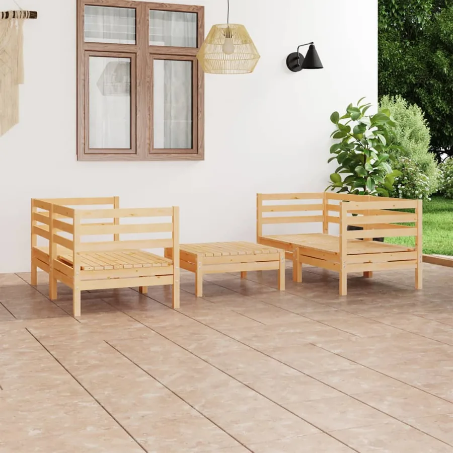 Salon de jardin 5 pcs Bois de pin massif