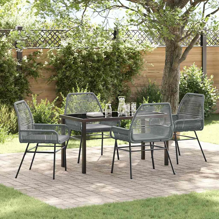 Ensemble de salle à manger pour jardin 5 pcs Gris polyrotin