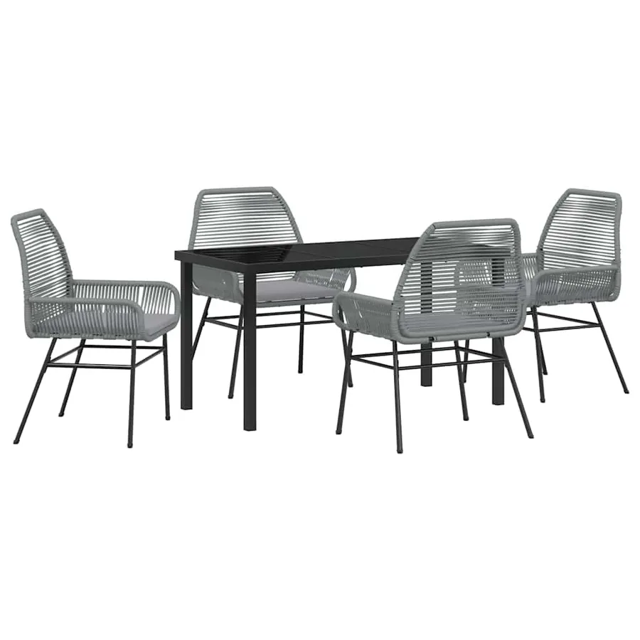 Ensemble de salle à manger pour jardin 5 pcs Gris polyrotin - 2