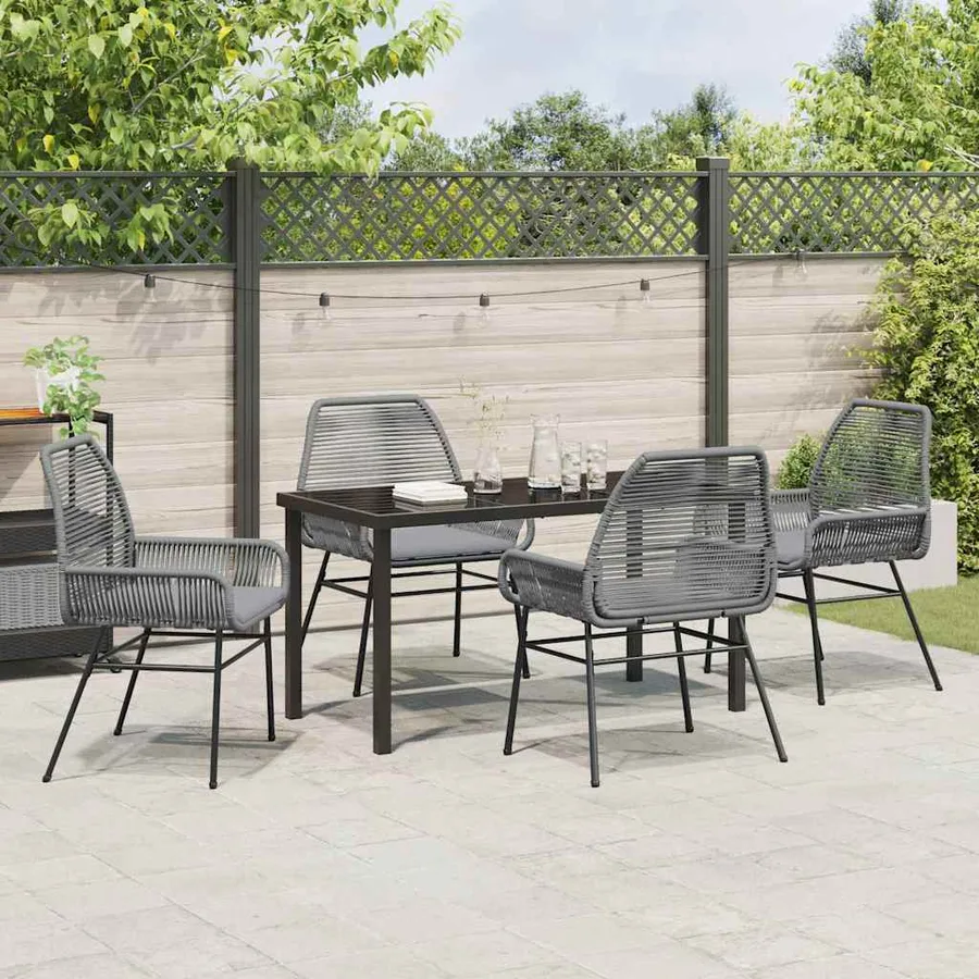 Ensemble de salle à manger pour jardin 5 pcs Gris polyrotin - 4