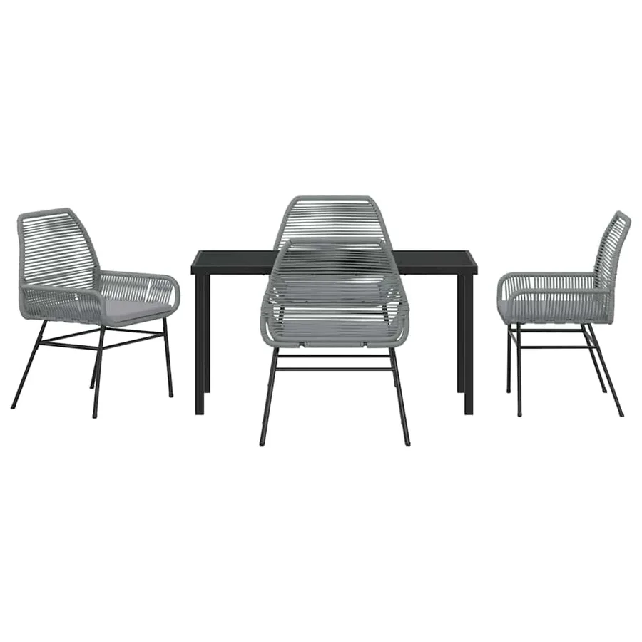 Ensemble de salle à manger pour jardin 5 pcs Gris polyrotin - 7