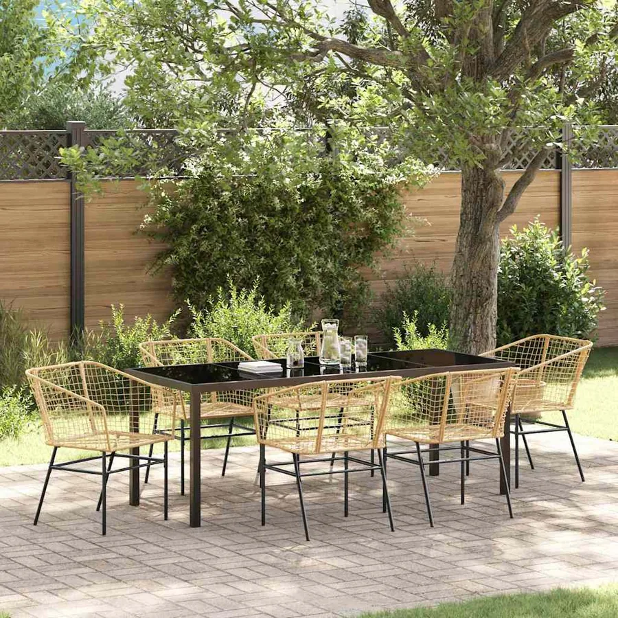 Ensemble de salle à manger pour jardin 7 pcs Marron polyrotin