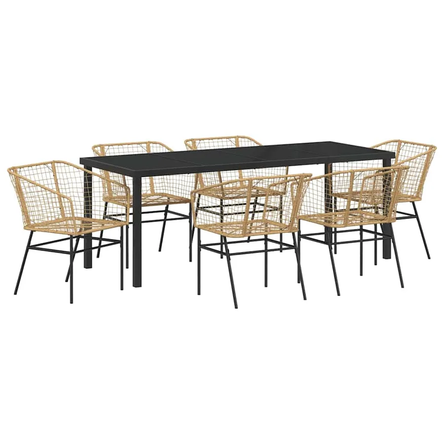 Ensemble de salle à manger pour jardin 7 pcs Marron polyrotin - 2