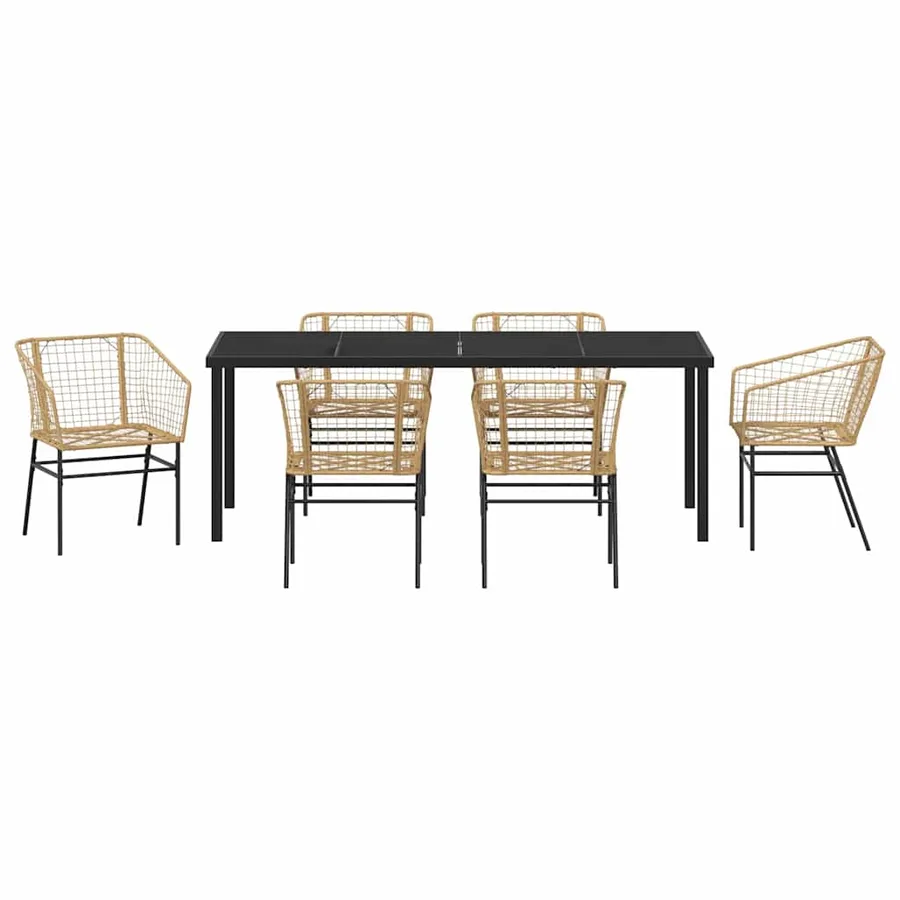Ensemble de salle à manger pour jardin 7 pcs Marron polyrotin - 7